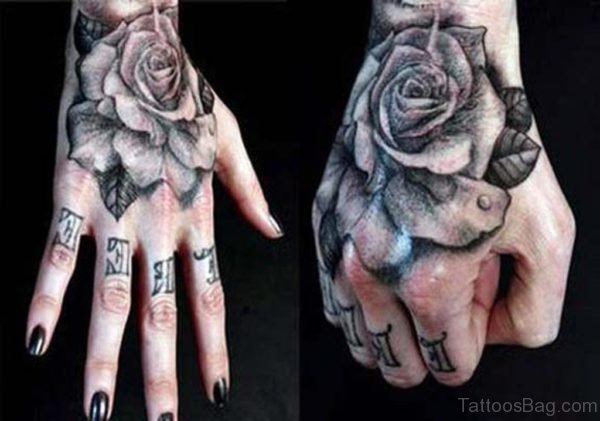Black Rose Tattoo On Hand