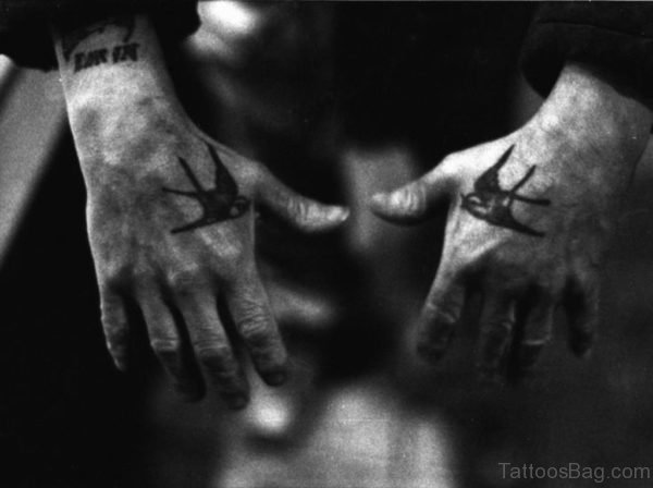 Black Swallow Tattoo Both Hands