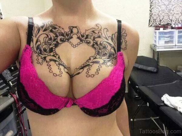 Black Tattoo For Women On Chest