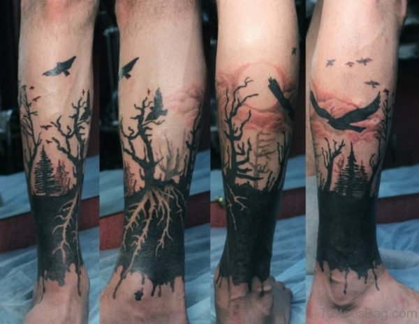 Black Tree Tattoo Design