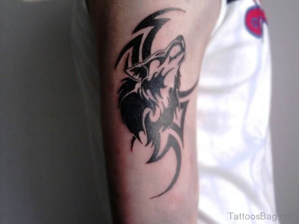 Black Tribal Alpha Wolf Tattoo design