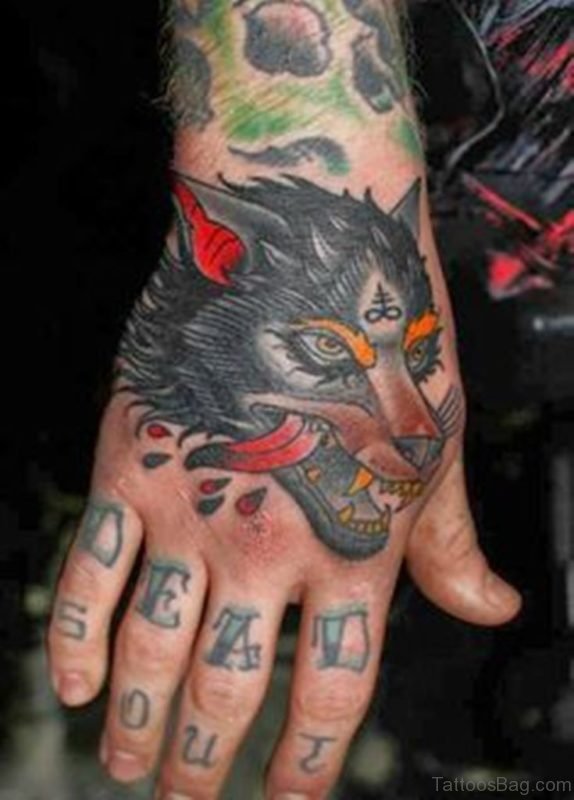 Black Wolf Tattoo On hand