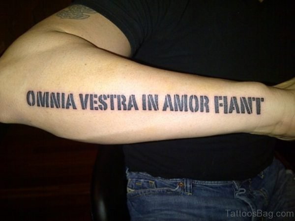 Black Wording Tattoo On Arm 