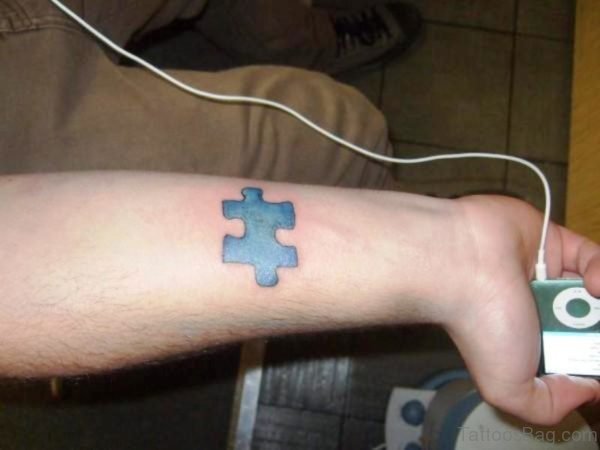 Blue Autism Tattoo On Wrist