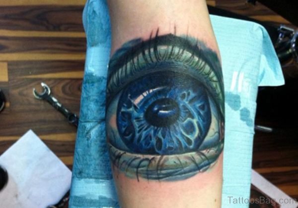 Blue Eye Tattoo On Leg