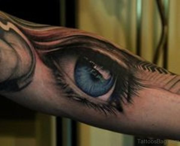 Blue Ink Eye Tattoo