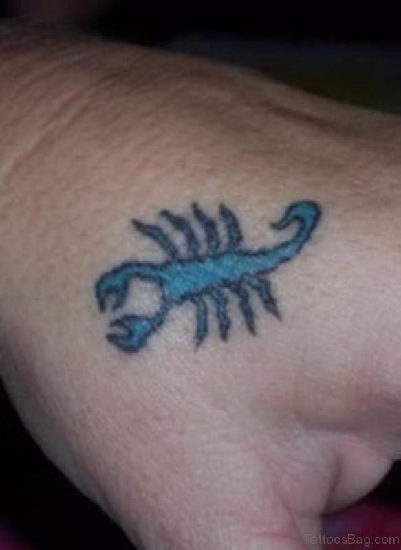 Blue Ink Scorpion Tattoo