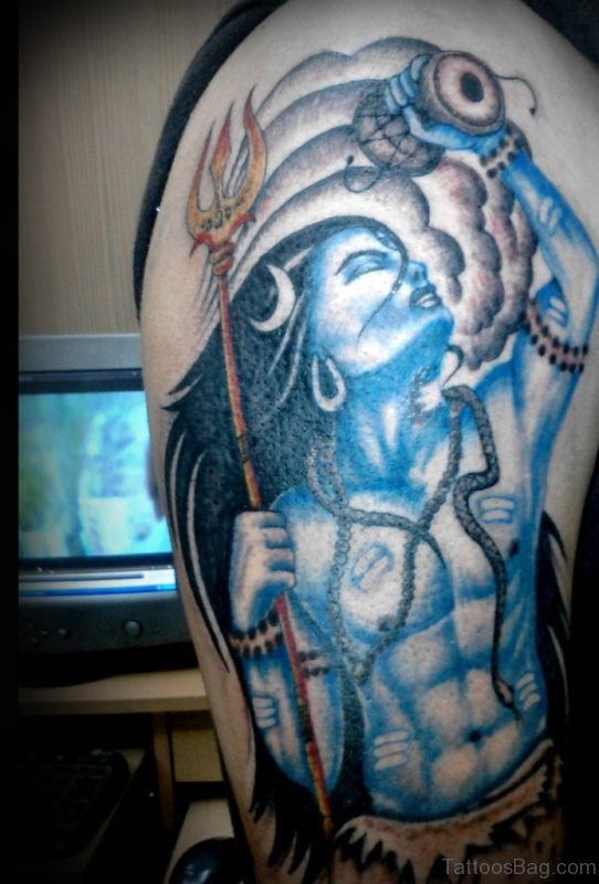 Blue Ink Shiva Tattoo