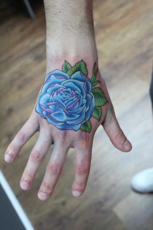 Blue Rose Tattoo On Hand
