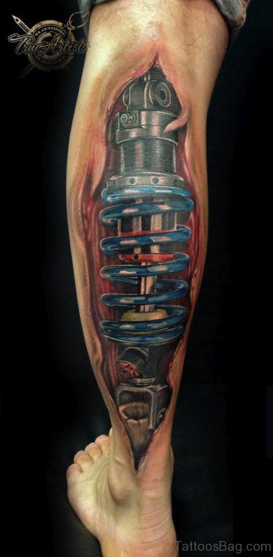 Blue Shocker Tattoo On Leg 