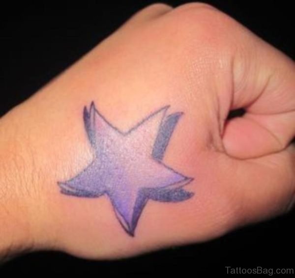 Blue Star Tattoo On Hand