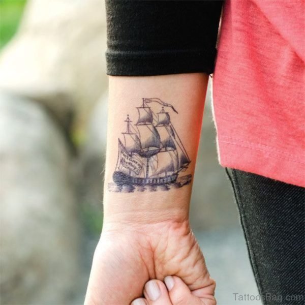Boat Tattoo Design On Wrist