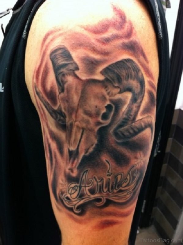 Brilliant Aries Tattoo On Shoulder