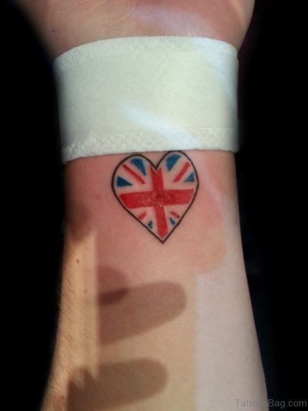 British Heart Tattoo On Wrist 