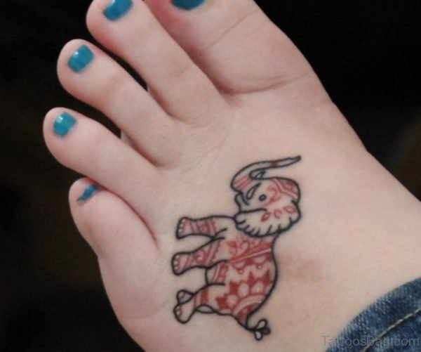 Brown Elephant Tattoo On Foot