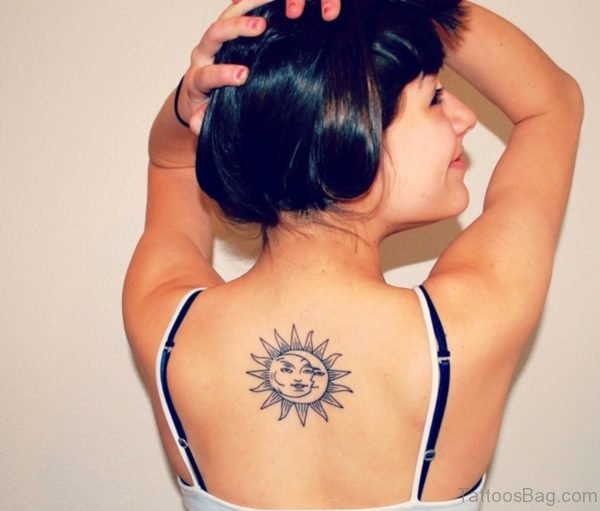 Brown Sun And Moon Tattoo