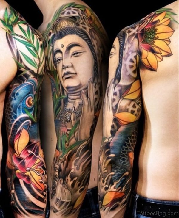 Buddha Tattoo On Full Sleeve 