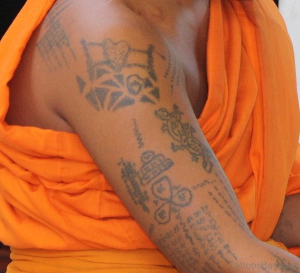Buddhist Monk Tattoos On Shoulder