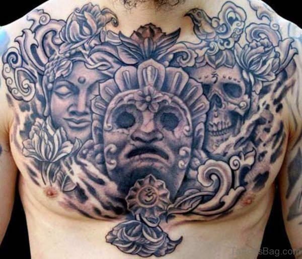 Buddish Chest Tattoo Design For Men