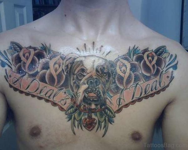 Bulldog Chest Tattoo