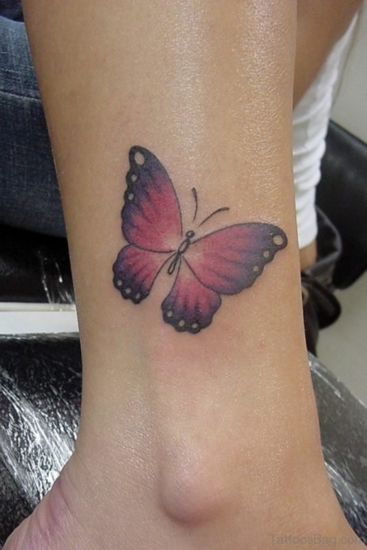 Butterfly Ankle Tattoo For Girls