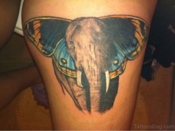 Butterfly Elephant Tattoo on Thigh