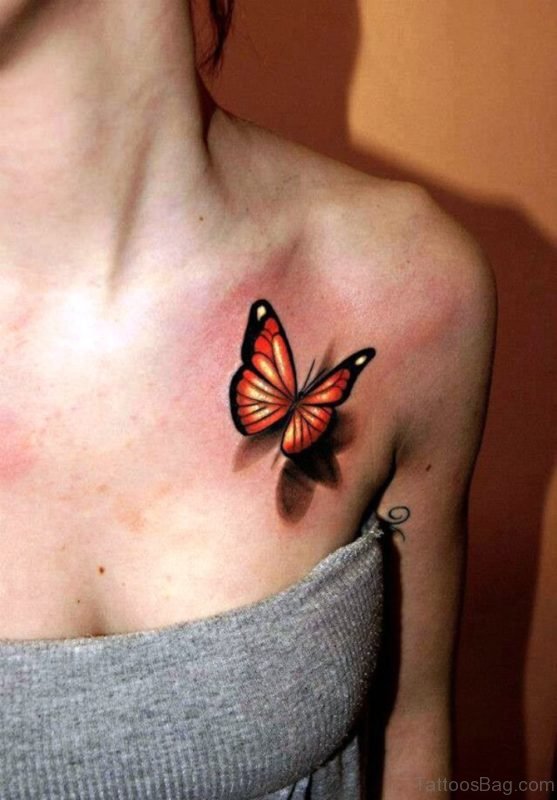 Butterfly Tattoo On Chest 