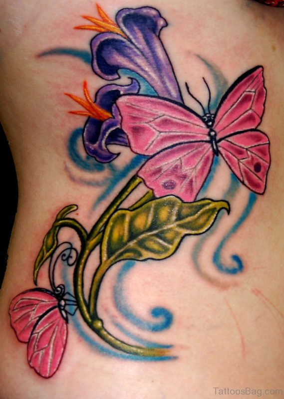 Butterfly Tattoo On Rib