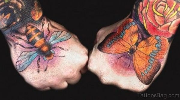 Butterfly and Bee Tattoo