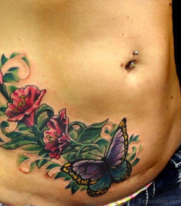 Butterfly Tattoo On Waist 