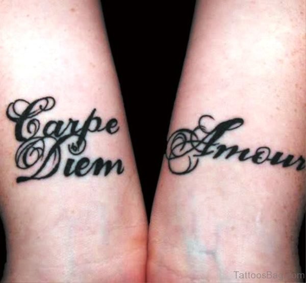 Carpe Diem Amour Tattoo On Wrist