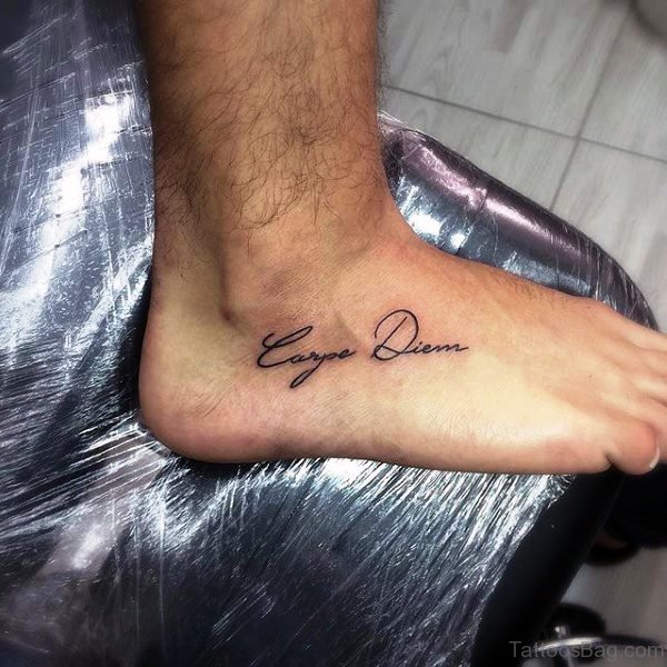 Carpe Diem Tattoo On Foot Picture