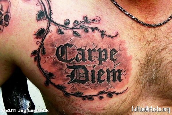 Carpe Diem Tattoo With Leaves