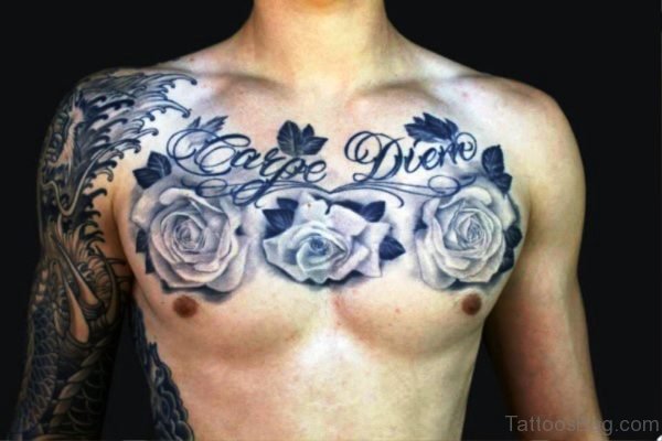 Carpe Diem With Roses Tattoo Design