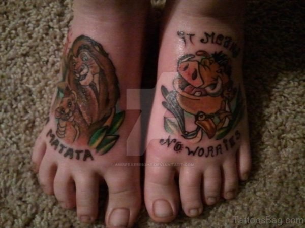 Cartoon Lion Tattoo On Foot