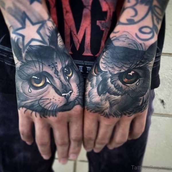 Cat And Owl Tattoo