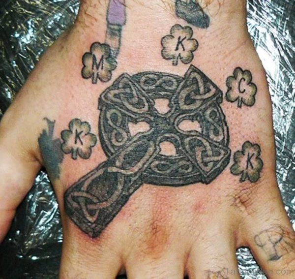 Celtic Cross Circle Tattoo On Hand