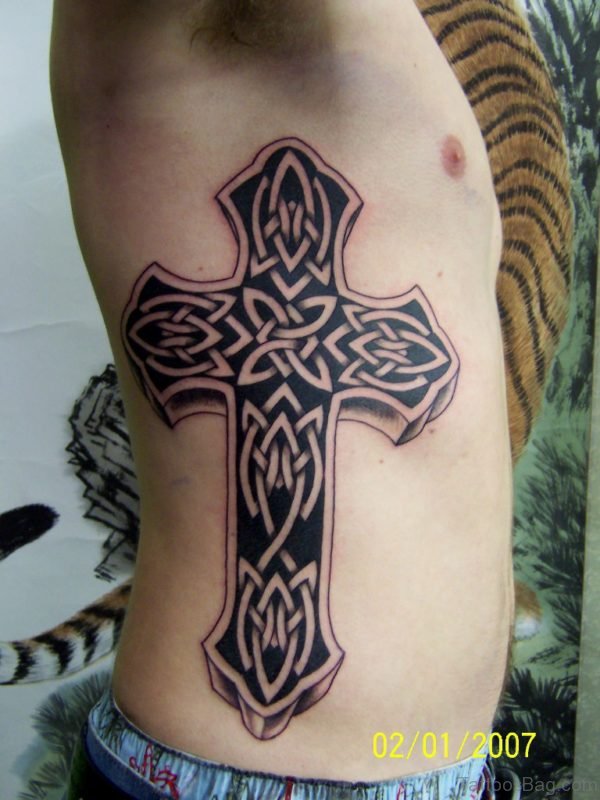 Celtic Cross Tattoo On Rib 