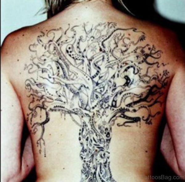 Celtic Tree Tattoo On Full Back