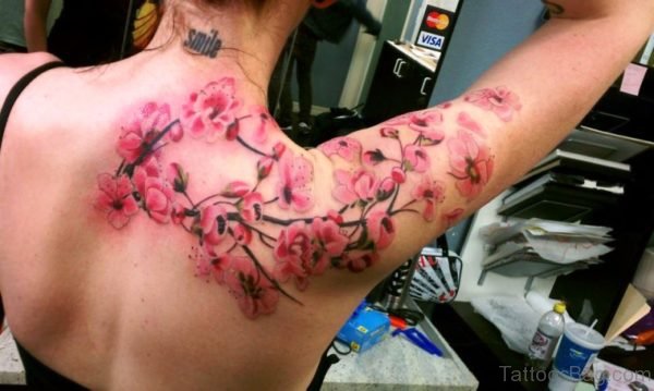 Cherry Blossom Tattoo On Shoulder