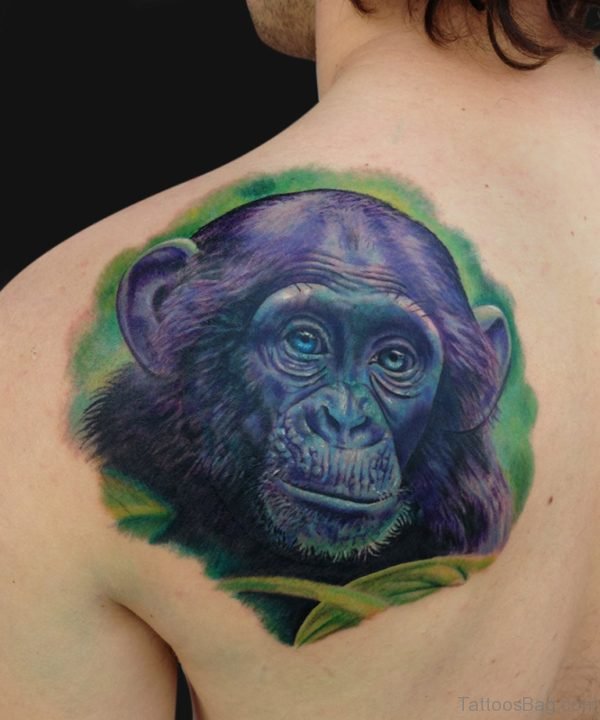 Chimpanzee Tattoo On Back 