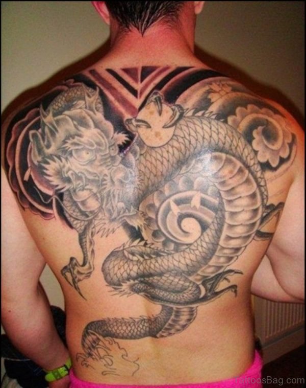 Chinese Dragon Tattoo On Back Body 