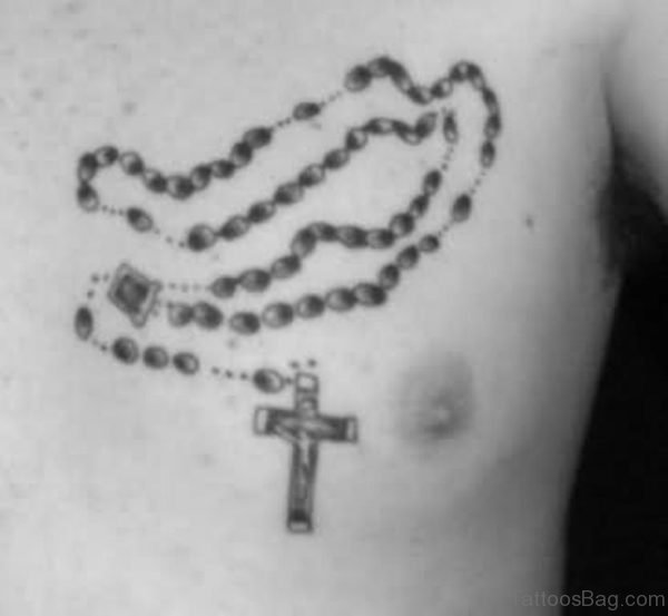 Christian Rosary Tattoo On Chest