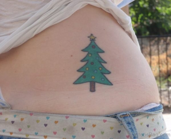 Christmas Tree Tattoo On Waist