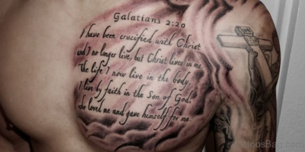 Classic Bible Verses Wording Tattoo On Chest 