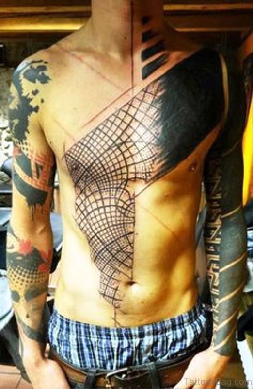 Classic Black Tattoo On Chest