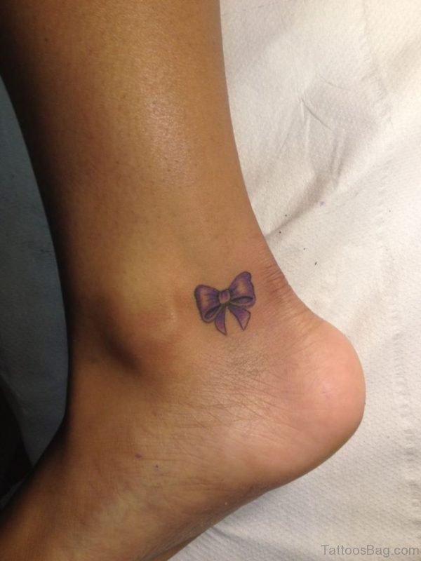 Classic Bow Tattoo On Ankle