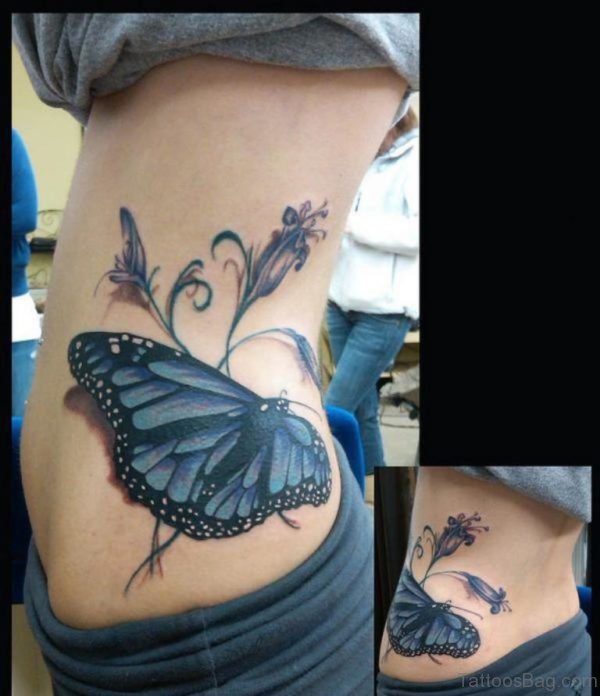 Classic Butterfly Tattoo On Waist