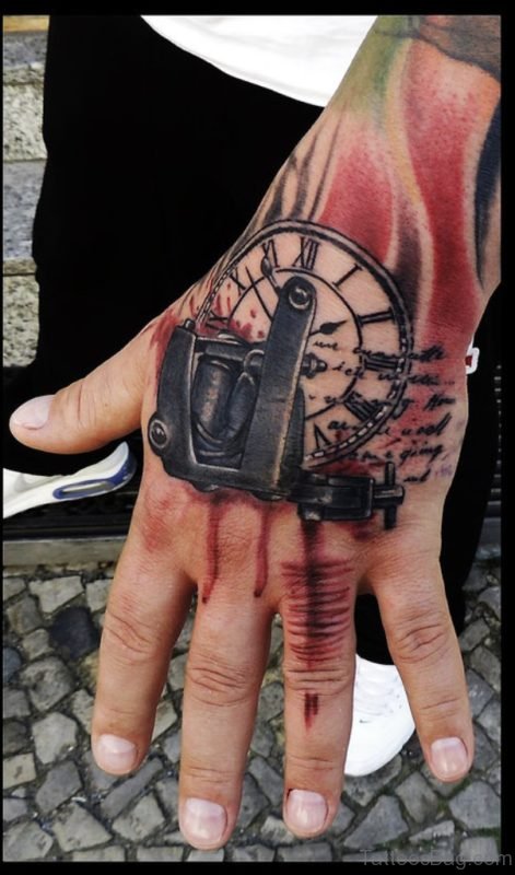 Classic Clock Tattoo On Hand