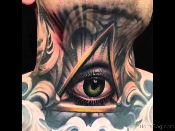 Classic Eye Tattoo On Neck